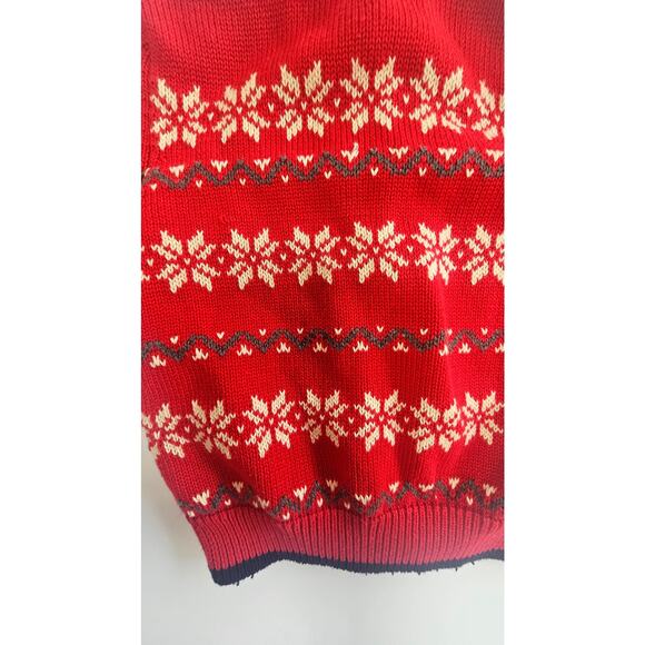 Oshkosh Sweater, Full Zip Train Snowflake Winter Red Boys Knit Sweater, 18 mos - Picture 3 of 6